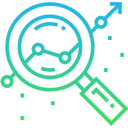 Transparent drawing of a magnifying glass over a graph line representing s e o.